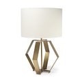 Homeroots 26.6 x 17 x 17 in. Gold & Cream Geometric Design Table Lamp 392242